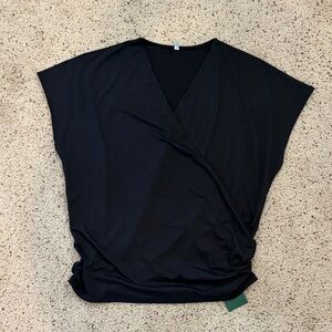 HALARA Black Wrap-Style Blouse